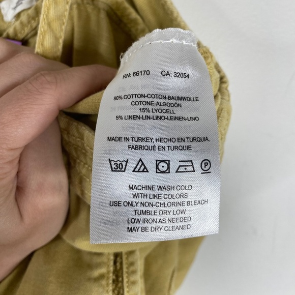 Anthropologie Postmark Linen Jumpsuit M Slouchy Mustard Yellow Pockets Cottage - Picture 4 of 15